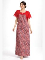 WN-WP-30-RD-XL-02-F Soft & Stretchable Lycra Fabric Shrug-Style Nighty, Red