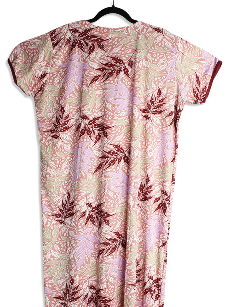 Women's Lycra Floral Nighty – Pink, Boat Neck, Relaxed Fit