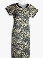 Women's Place Lycra Nighty – Grey Abstract Design, Scoop Neck Women's Place Lycra Nighty – Grey Abstract Design, Scoop Neck