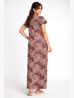 Women Full-Length Lycra Nighty Nightdress, Maroon