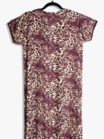 Women's Place Lycra Nighty – Maroon Abstract Design, Scoop Neck