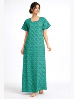 WN-WP-41-GR-XL-01-F Women Pure Cotton Nighty, Green