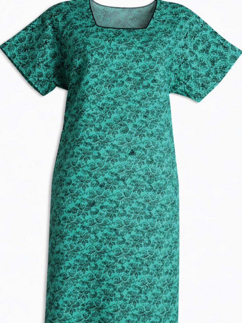 Women Pure Cotton Nighty, Green