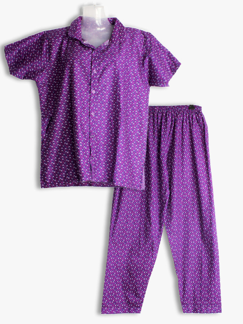 Womens Cotton Night Suit, Purple womens-cotton-night-suit-purple