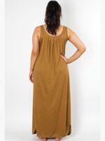 WS-SABBNA-02-BR-FREE-SIZE-02-B Women's Full-Length Cotton Slip Nightdress – Brown