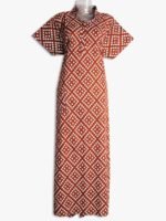 Pure Cotton Nighty – Collar Neck, Zipper, Side Pocket - Women's Place