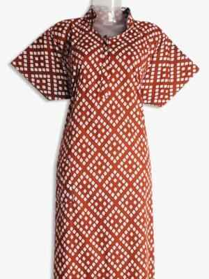 Pure Cotton Nighty – Collar Neck, Zipper, Side Pocket - Women's Place