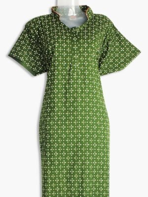 Cotton Nighty – Collar Neck, Zipper, Side Pocket -Women's Place