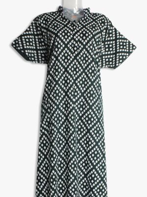 Cotton Nighty – Collar Neck, Zipper, Side Pocket - Women's Place