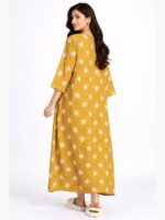 WN-MODEL-44-AR-XXL-01-b Women Pure Cotton Zipper Nighty with Shawl, Mustard Yellow