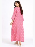 Women Pure Cotton Zipper Nighty with Shawl, Pink