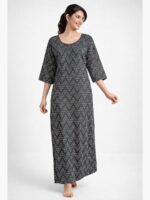 WN-TARA-47-CC-XXL-04-F Women's Pure Cotton Zipper Nighty, Charcoal