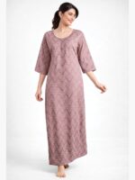 WN-TARA-47-CM-XXL-04-F Women's Pure Cotton Zipper Nighty, Brown