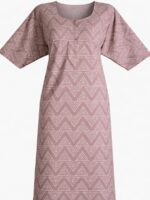 WN-TARA-47-CM-XXL-04-b. Women's Pure Cotton Zipper Nighty, Brown