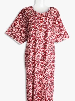 Cotton Plus Size Nighty with Zipper & Side Pocket - Women's Place