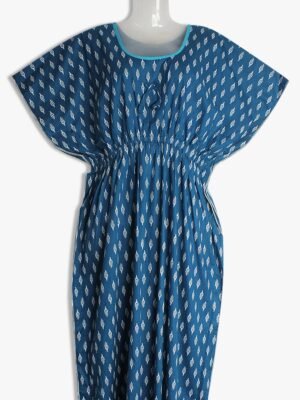 Navy Blue Cotton Kaftan Nighty – Women's Place