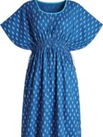 WN-YOGA-45-BL-XXL-03-b. Women's Pure Cotton Kaftan Nighty, Navy Blue