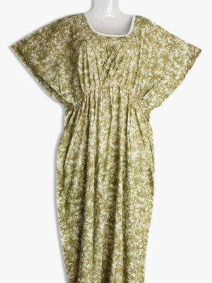Olive Green Cotton Kaftan Nighty – Women's Place