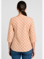 WTS-GK-02-PC-XXL-01-B Women's Peach & Cream Checkered Printed Top - women's place