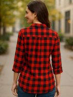 WTS-WP-03-RD-XXL-01-B women checked shirt - women's place