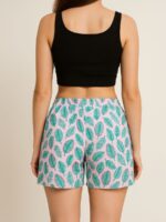 Pink Cotton Printed Bermuda Shorts for Women
