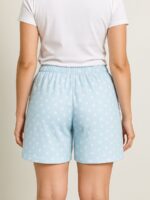 Sky Blue Dotted Cotton Bermuda Shorts for Women