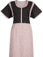 Women's Cotton Feeding Frock Nighty, Side Zip, Peach