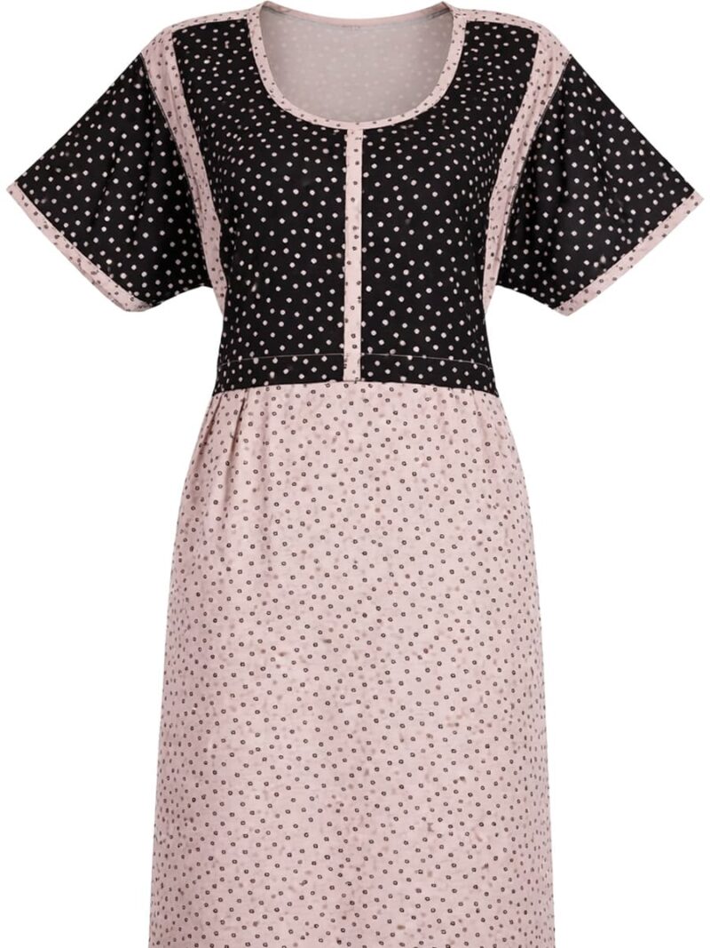 Women's Cotton Feeding Frock Nighty, Side Zip, Peach