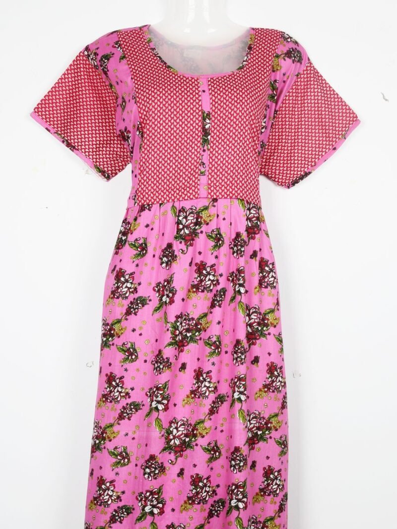 WN-SADIQ-57-PK-XXL-04-F-crop Women’s Cotton Feeding Frock Nighty, Side Zip, Pink
