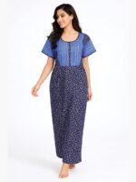Women's Cotton Feeding Frock Nighty, Side Zip, Sky blue