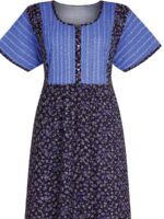 Women's Cotton Feeding Frock Nighty, Side Zip, Sky blue