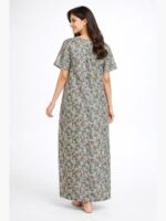 WN-SADIQ-58-BR-XXL-01-b Women's Cotton Zipper Nighty, Piping, Grey