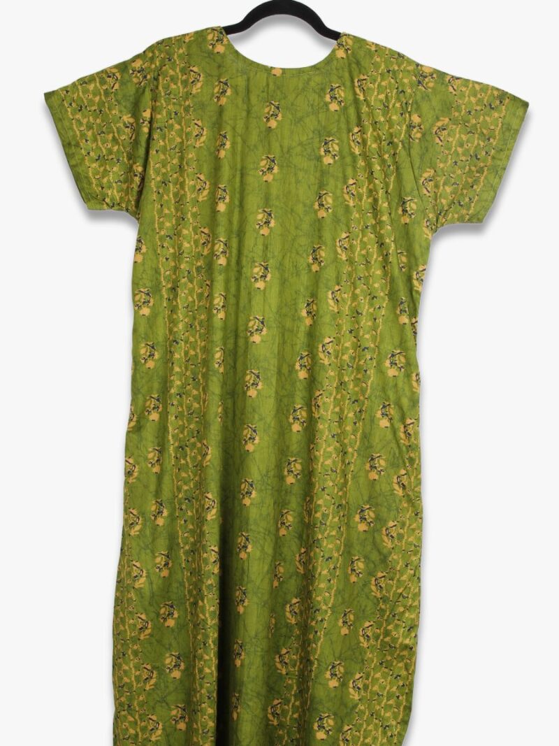 Women’s Cotton Zipper Nighty, Piping, Olive Green