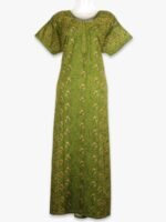 WN-SADIQ-58-OG-XXL-03-F Women’s Cotton Zipper Nighty, Piping, Olive Green