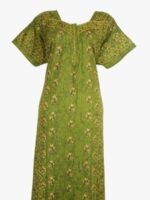 WN-SADIQ-58-OG-XXL-03-F-crop Women’s Cotton Zipper Nighty, Piping, Olive Green