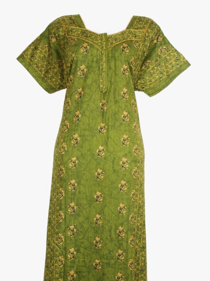 WN-SADIQ-58-OG-XXL-03-F-crop Women’s Cotton Zipper Nighty, Piping, Olive Green