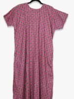 Women’s Cotton Zipper Nighty, Piping, Pink