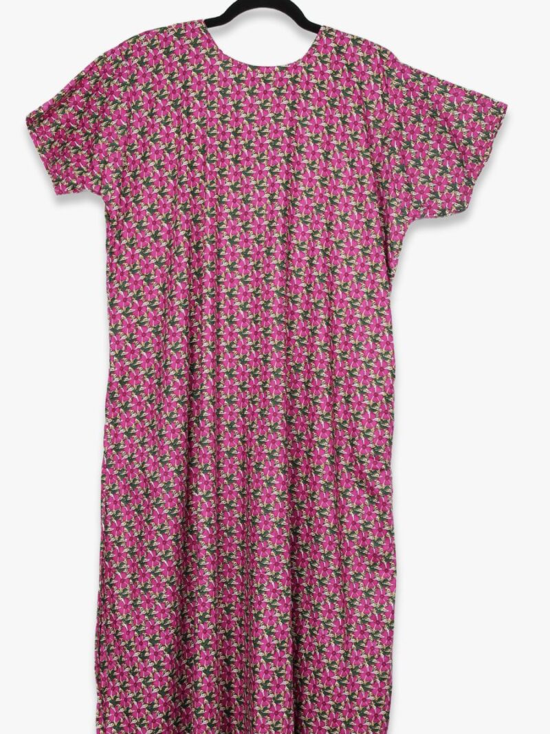 Women’s Cotton Zipper Nighty, Piping, Pink