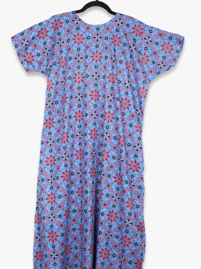 Women’s Cotton Zipper Nighty, Piping, Royal Blue