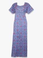 WN-SADIQ-58-RB-XXL-05-F Women’s Cotton Zipper Nighty, Piping, Royal Blue