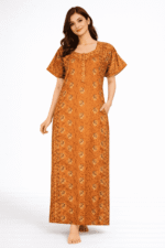 WN-SADIQ-58-TG-XXL-04 Women's Cotton Zipper Nighty, Tangerine