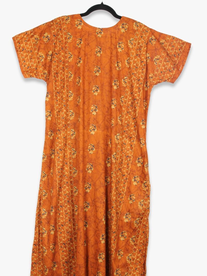 Women’s Cotton Zipper Nighty, Piping, Tangerine