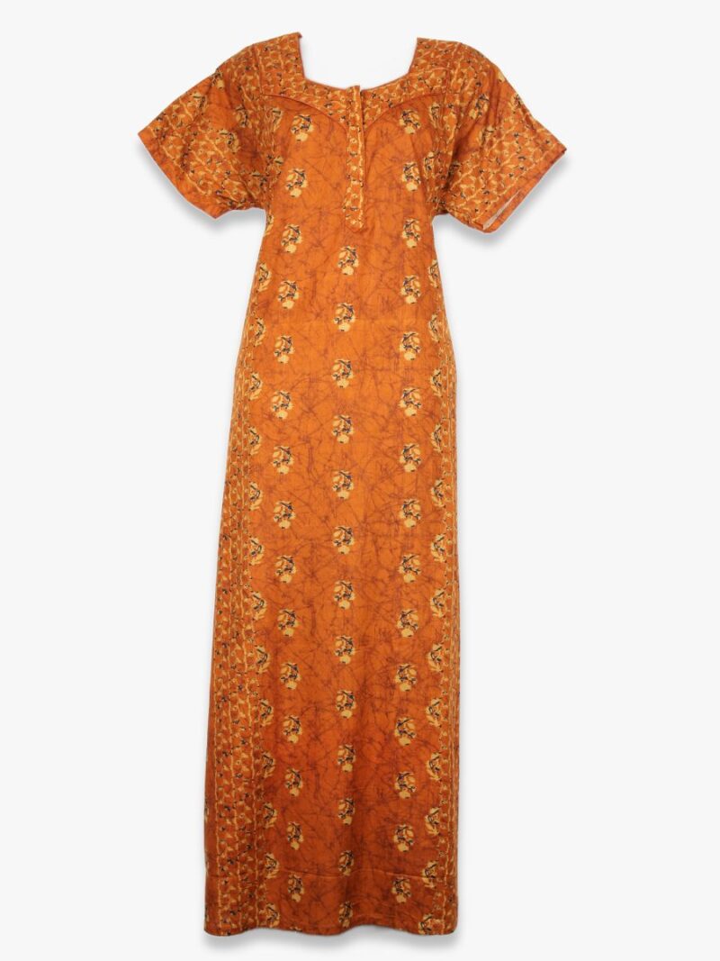 Women’s Cotton Zipper Nighty, Piping, Tangerine