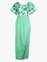 Women’s Cotton Feeding Frock Nighty, Side Zip, Lime Green