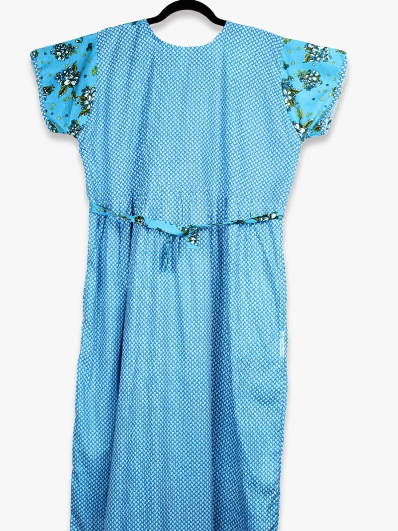 Women’s Cotton Feeding Frock Nighty, Side Zip, Sky blue