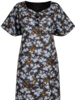 WN-SADIQ-60-BK-3XL-08-b. Women's Cotton Nighty, Piping, Black