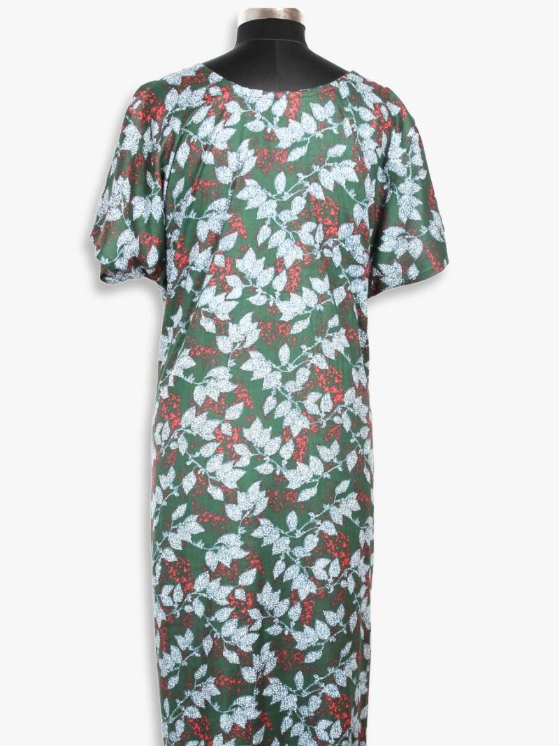 Women’s Cotton Nighty, Piping, Forest green