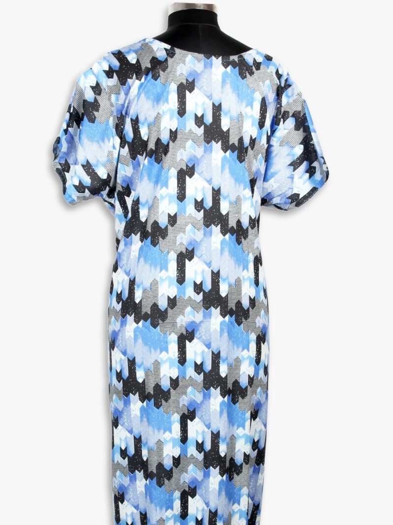 Women's Cotton Nighty, Piping, Sky Blue