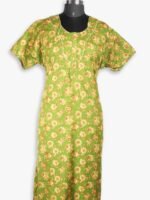 WN-SADIQ-61-OG-XXL-02-F-crop Women's Cotton Zipper Nighty, Olive Green