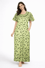 Women's Cotton Zipper Nighty, Prill Style ,Mint Green
